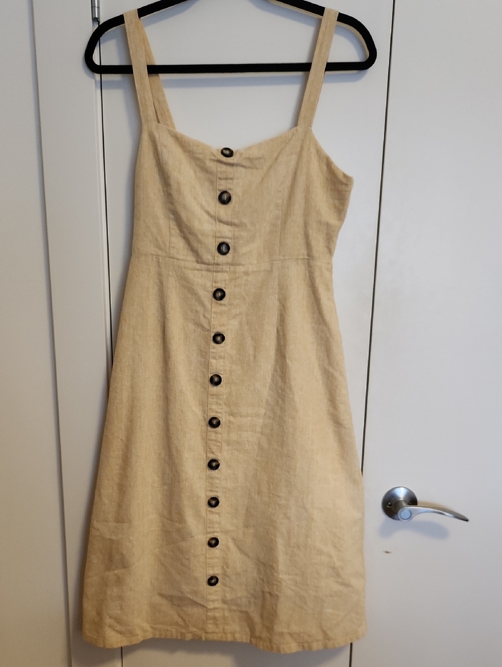 Yellow Cotton A-line Midi-dress